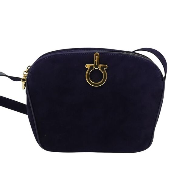 Salvatore Ferragamo Handbags - Salvatore Ferragamo Gancini Suede Purple Suede Shoulder Bag Bag